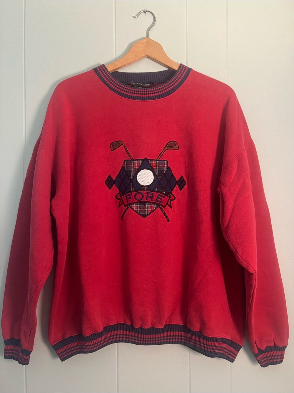 Vintage 90’s Crewneck Embroidered Golf Fore Preppy Sweatshirt XL - Picture 7 of 14
